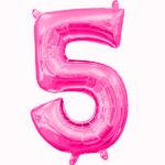 Mini balon folie cifra 5 fuxia 35 cm