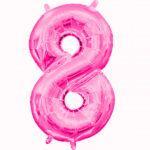 Mini balon folie cifra 8 fuxia 35 cm