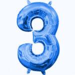 Mini balon folie cifra 3 blue 35 cm