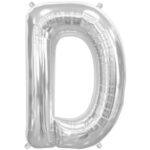 Mini balon folie litera D argintie 35 cm