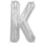 Mini balon folie litera K argintie 35 cm
