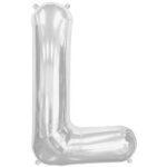 Mini balon folie litera L argintie 35 cm