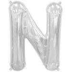 Mini balon folie litera N argintie 35 cm