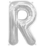 Mini balon folie litera R argintie 35 cm