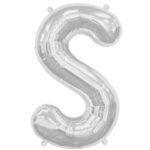 Mini balon folie litera S argintie 35 cm