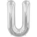Mini balon folie litera U argintie 35 cm