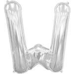 Mini balon folie litera W argintie 35 cm