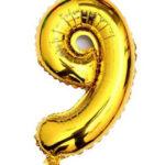 Mini balon auriu folie cifra 9 35 cm