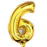 Mini balon auriu folie cifra 6 35 cm