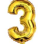 Mini balon auriu folie cifra 3 35 cm
