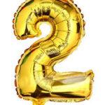 Mini balon auriu folie cifra 2 35 cm