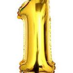 Mini balon auriu folie cifra 1 35 cm