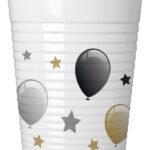 Set 8 pahare plastic Happy Birthday  Balloons