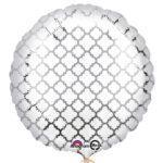 Balon folie 45 cm trifoi argintiu/alb