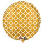 Balon folie 45 cm trifoi auriu/alb