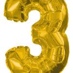 Balon mini folie cifra 3 auriu 35 cm
