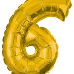 Balon mini folie cifra 6 auriu 35 cm