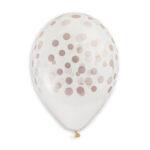 Set 50 baloane transparente 33 cm inscriptionate confetti rose-gold