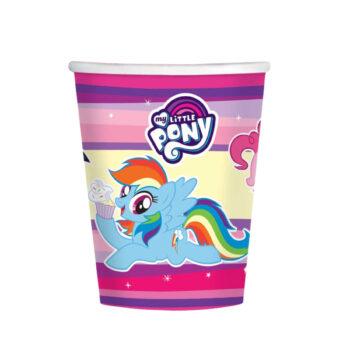 Pahare party My Little Pony 250 ml – set 8 pahare carton colorate pentru petreceri copii