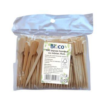 tepuse bambus maner plat 9 cm set 100 buc pentru aperitive finger food eco