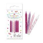 12 lumanari Birthday Girl, cu suport roz