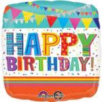Balon folie 45 cm patrat Happy Birthday stelute