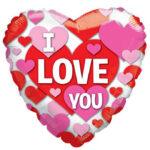 Balon folie I Love You hearts, 45 cm