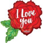 Balon figurina trandafir I Love You, 91 cm