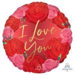 Balon folie satin I Love You Red Roses 45 cm