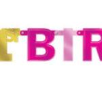 Banner folie litere Happy 1st Birthday Pink, 227x15cm