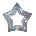 Balon folie stea argintie glitter, 122cm