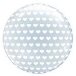 Balon deco b-loon cristal, inimioare albe, 61cm