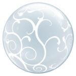 Balon deco b-loon cristal, filigran alb, 61cm