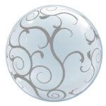 Balon deco b-loon cristal, filigran argintiu, 61cm