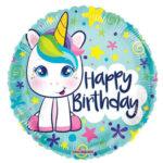 Balon folie 45 cm Unicorn Happy Birthday