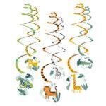 Set 6 decoratiuni spirale cu medalion Jungle Animals
