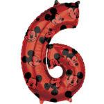 Balon folie rosie cifra 6 Mickey 66 cm