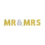 Banner litere glitter Mr.&Mrs., 365 x 17.7cm