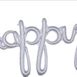 Balon folie litere argintii holografic Happy 99x68cm BF