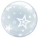Balon deco b-loon cristal, stele albe, 61cm