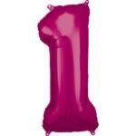 Balon folie cifra 1 roz 86 cm