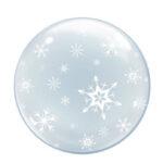 Deco balon transparent imprimat fulgi albi, 61cm