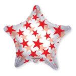 Balon stea transparenta cu stelute rosii, 56cm