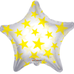 Balon stea transparenta cu stelute galbene, 56cm