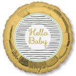 Balon folie auriu 45cm, Hello Baby