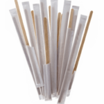 Set 100 paletine din lemn, pentru cafea, ambalate individual, 11cm