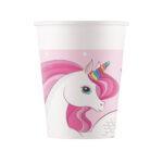 Set 8 pahare party Rainbow Unicorn, 200ml
