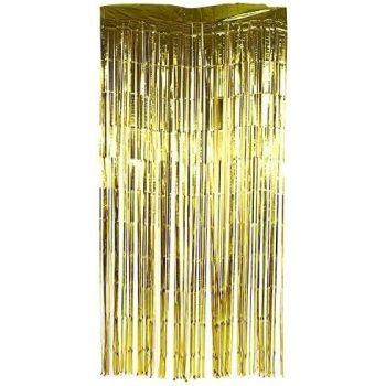 Perdea decorativă cu franjuri aurii 100x200 cm, ideală pentru decor petreceri, fundal foto și evenimente festive