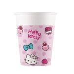 Set 8 pahare party Hello Kitty Fashion, 200ml