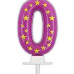 Lumanare party cifra 0 cu stelute
